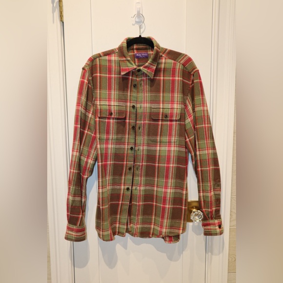 NWOT Ralph Lauren Purple Label Men’s Cotton Heavy Flannel Casual Shirt - Picture 2 of 5